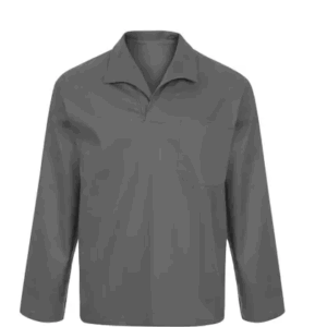 Camisa Brim Cinza Gola Italiana Fechada Manga Longa